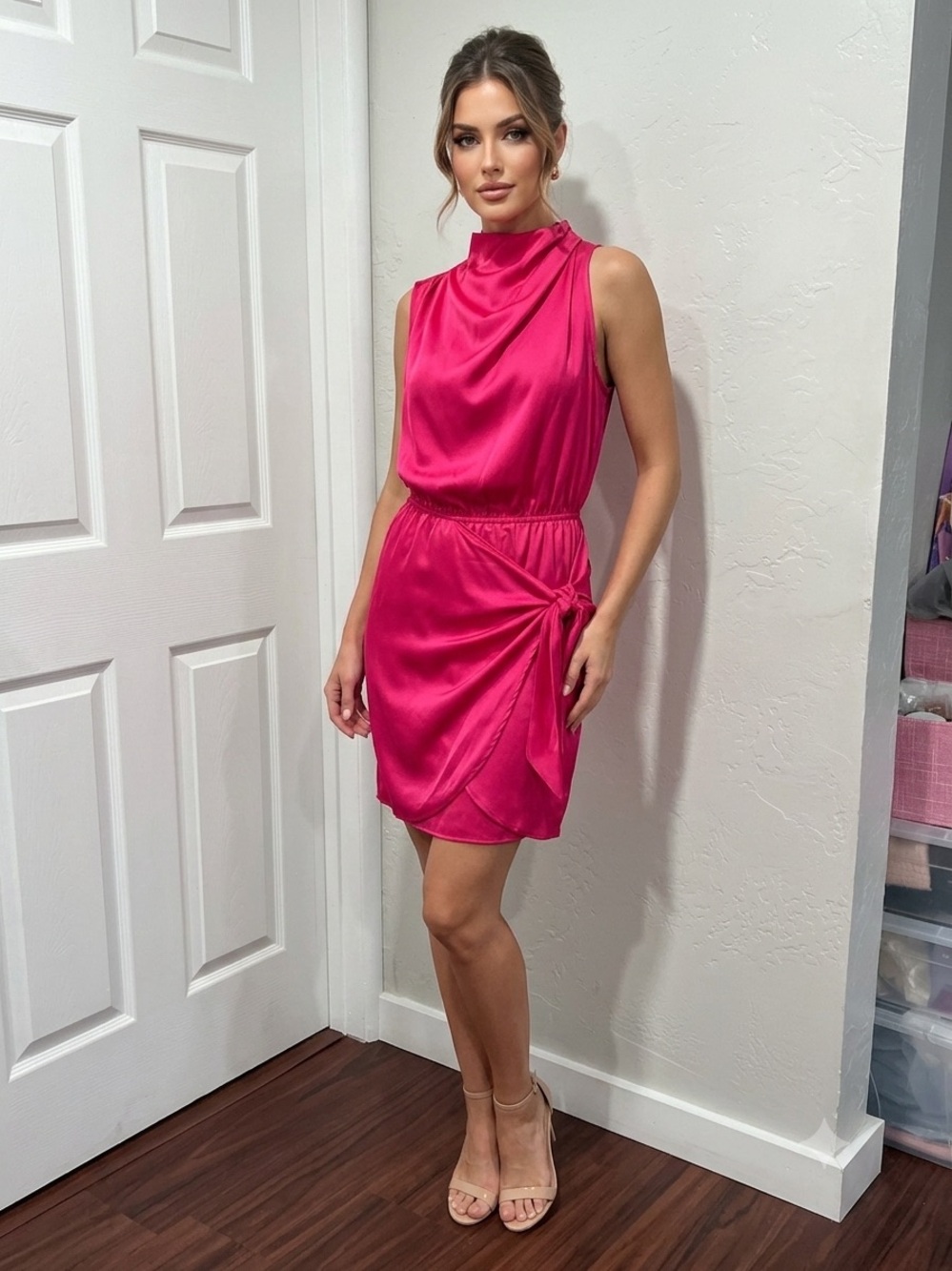 Chic One Shoulder Pink Dress
